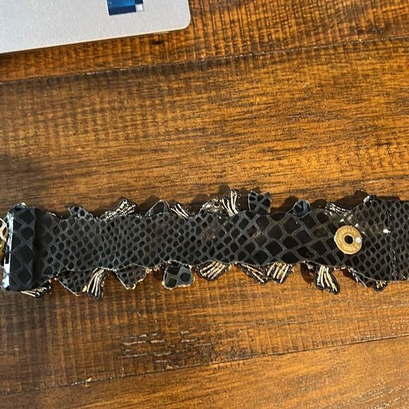 Deepa Gurnani Transcendence Collection Beaded Cuff Bracelet- Black/Gold - Picture 4 of 5